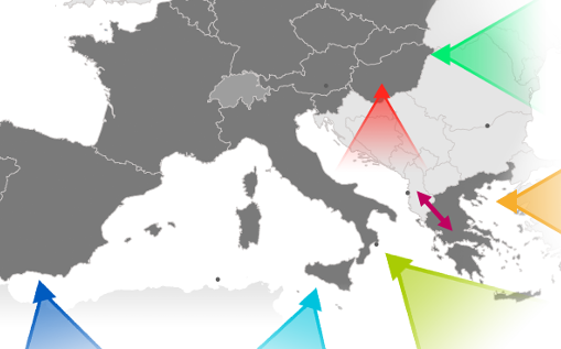 Frontex: Main migratory routes into the EU